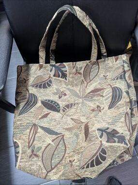 XLarge Neutral Leaf-Print Tote Bag - Unbranded